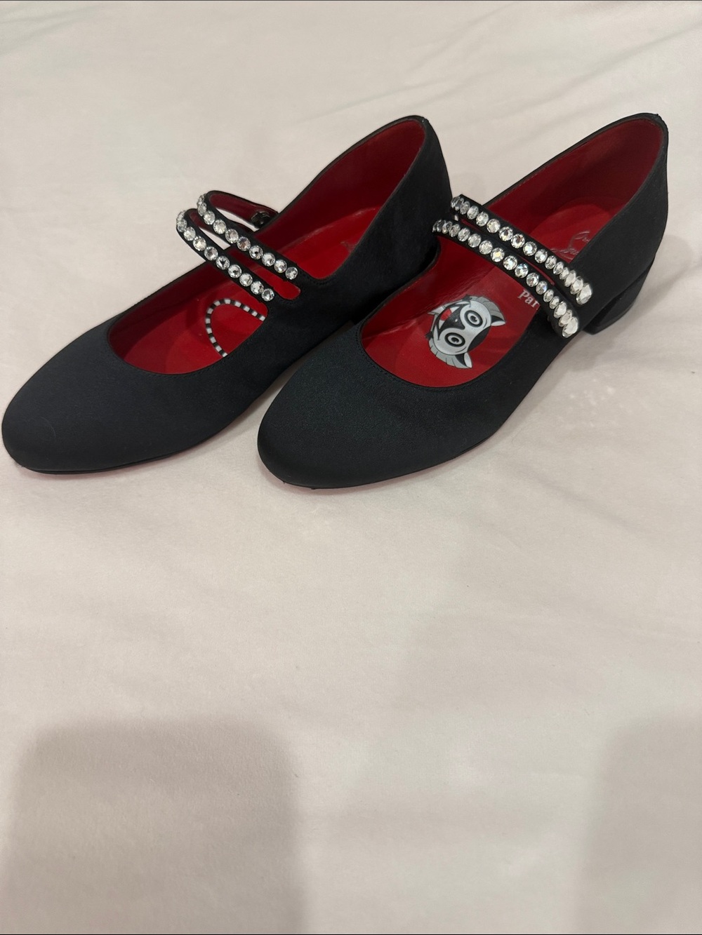 Christian Louboutin girls Black rhinestone Mary Jane shoes fille Strass